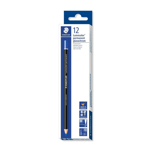 Pencils Chinagraph Glasochrom Permanent Blue 108 20 3 Box 12 Staedtler 