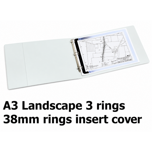Insert Binder A3 3/38/D Landscape 38mm 3D White Marbig 5545008 3 rings