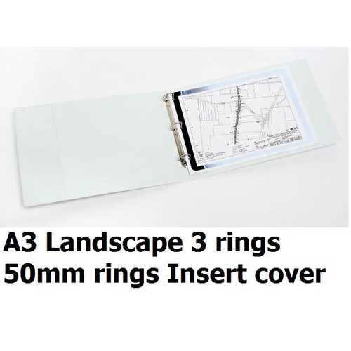 Insert Binder A3 3/50/D Landscape 50mm 3D rings White Marbig 5525008 400 PAGES