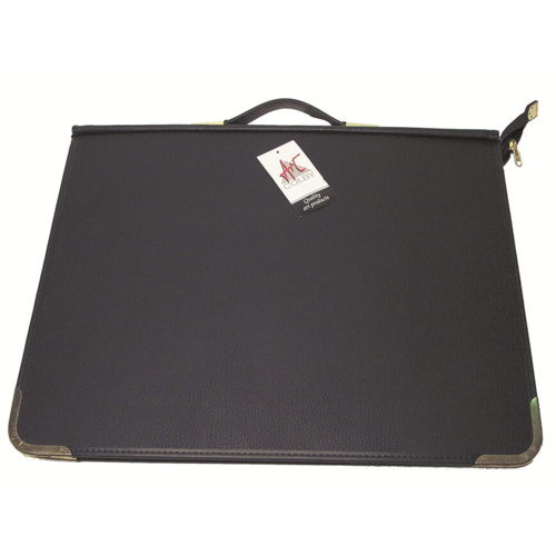 Portfolio A3 600A3 Zippered PVC with rings and handle. Black Colby Artists 