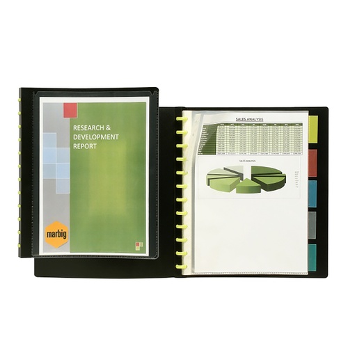 Display Book  A4 Kwik Zip Insert Cover 2020102 Black Refillable 5 tab 10 pages
