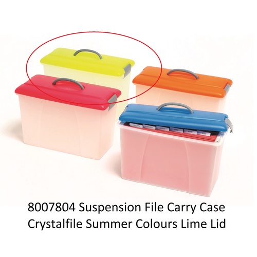 Suspension file Carry Case Lime Lid Clear Base 8007804 18 litre capacity Crystalfile summer Colours