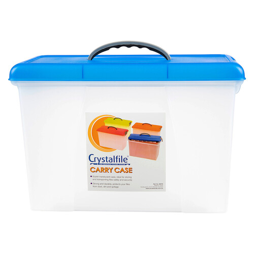 Suspension file Carry Case Blue Lid Clear Base 8007801 18 litre capacity Crystalfile summer Colours