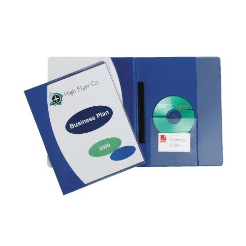 Flat File A4 Marbig Insert Clear Cover Premier Side Pocket 20540 Blue