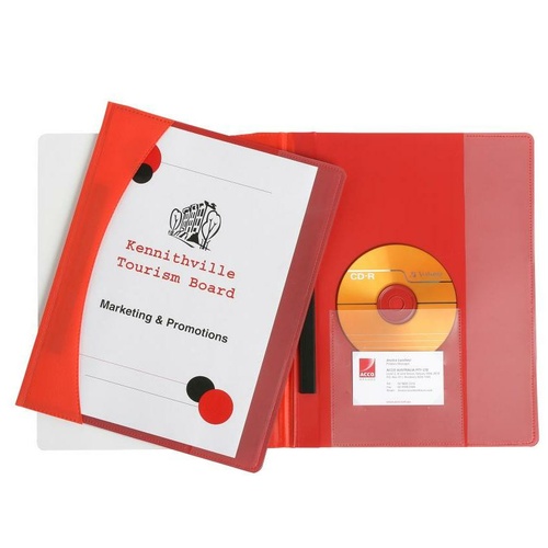 Flat File A4 Marbig Clear Front Premier Side Pocket Red 2050003 