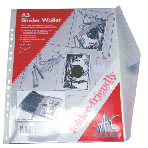 Binder Wallet A3 Document holder Clear Punched Colby 146A32Clear - each 