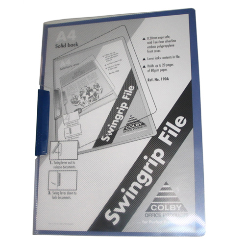 Swinggrip File A4 Colby 190A Blue HOLDS 20 sheets of 80 GSM paper