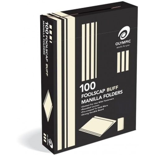 Manilla Folder F/Cap Olympic Buff box 100 193860 Foolscap Standard