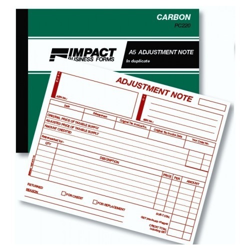 Adjustment Note Books A5 Duplicate PC220 Credit book 165x205mm Impact 