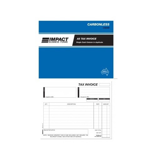 Invoice Statement Books Carbonless Impact A5 SMC Duplicate CS540 - book 