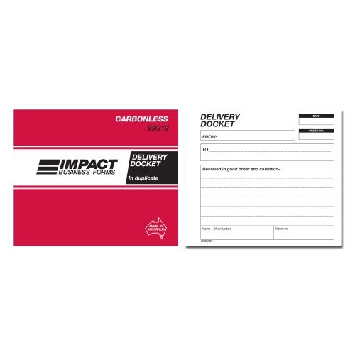 Impact SB312 Delivery Docket Book Carbonless Impact 4 x 5 Duplicate