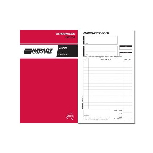 Order Book Carbonless 8x5 Triplicate Impact SB320A small 50 pages