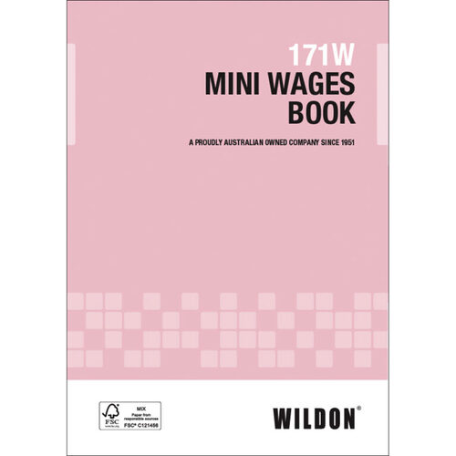 Wages Book Mini Wildon A5 WIL171 L/Pur - each 171W