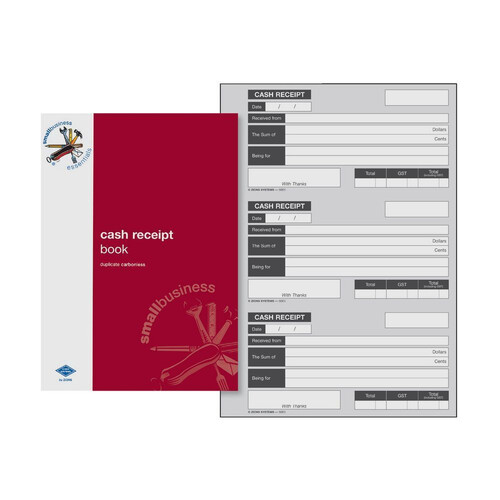 Cash Receipt Book  3up Duplicate Carbonless Zions SBE5 - 210x145mm Small Business Essentials 