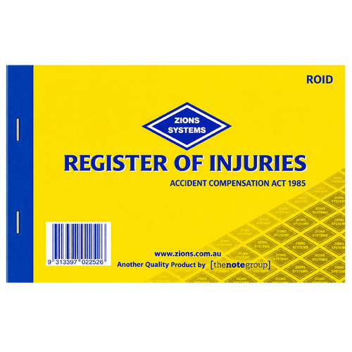 Register of Injuries Book Zions Duplicate ROID A5 SIZE 210x147x10mm