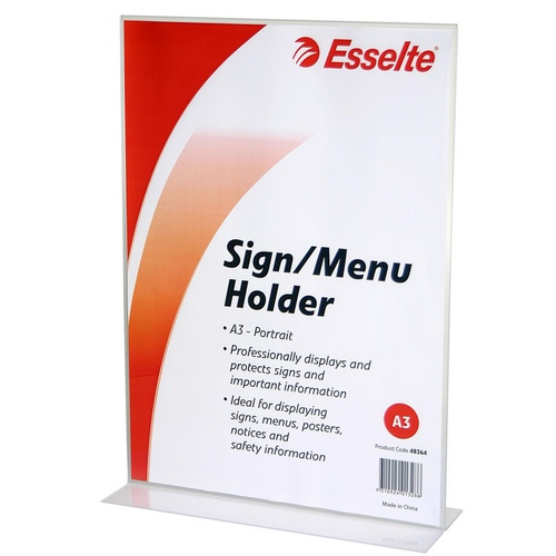 Sign Menu Holder A3 Esselte Double Sided Portrait 48364 2 SIDED 