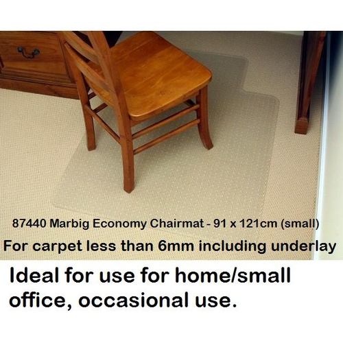 Chairmat Marbig Economy 91x121cm Key hole shape Small Carpet less than 6mm 87440 