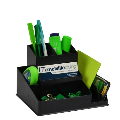 Desk Tidy Organiser Italplast I35 Black I35GR Recycled GreenR   I 35GR