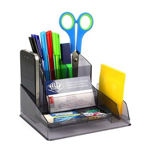 Desk Tidy Organiser Italplast I35 Tinted Grey