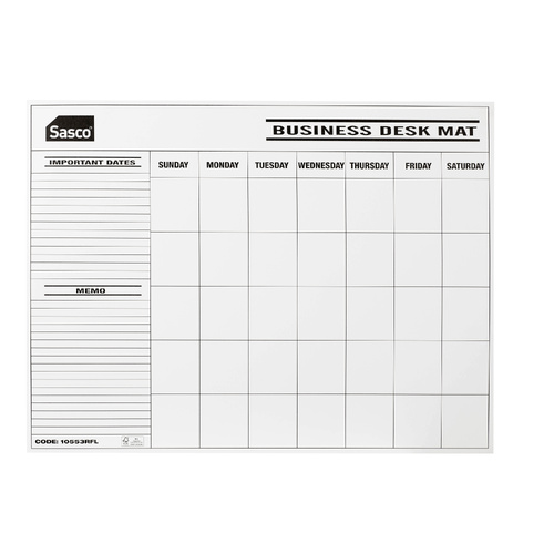 Desk Mat 10553RFL refill undated Desk Calendar 12 sheets for PVC Cover 444x573mm Black fits Sasco 10553 planner