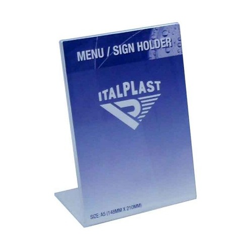 Menu Holder A5 Single Sided Portrait Italplast I562 Clear Sign Holders