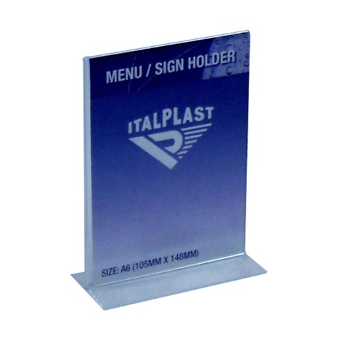 Stand Up Sign Holder Portrait A6 Italplast I563 Clear Double Sided