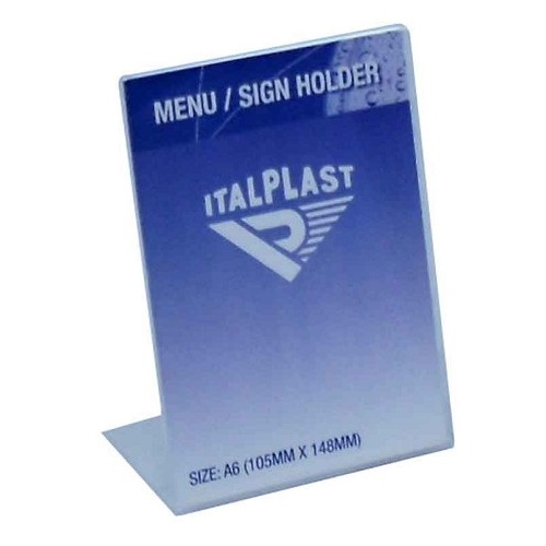 Stand up Sign Holder Menu Holder A6 Single Sided Portrait Italplast I564 Clear