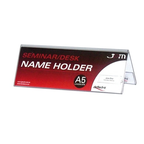 Name Plate Delegate Card 210x75x65mm (D) Landscape Folded Deflecto 48701 Conference Card Holder 
