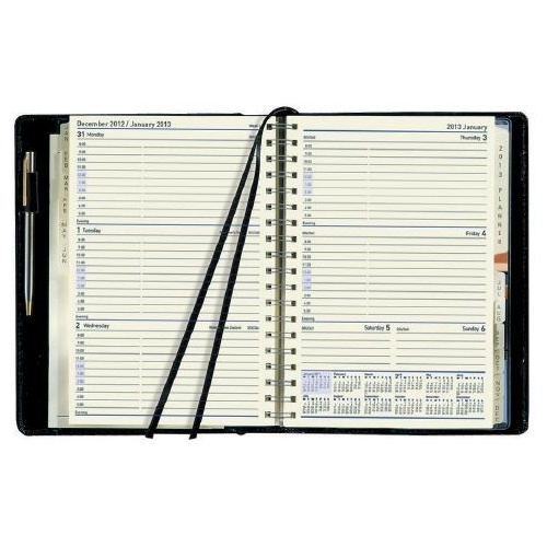 Diary 2022 Elite 1150 A5 Week Monthly Tabs Black Page size 190x127mm COMPACT 