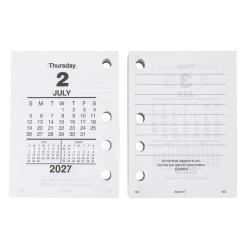 Calendar Side Hole Refill 2027 SIDE HOLE day DCRS-27 86566 SHCR27 Sasco or Collins