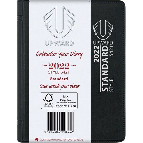 Diary 2022 Upward 5421 A7 Sewn Week PVC Standard Mini pocket size 105x74mm
