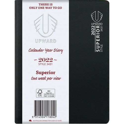 Diary 2022 Upward 3431 B6 Week To An opening Wire O Bound Superior PVC Cover 183x140x18mm