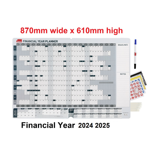 Financial Year Wall Planner 24/25 610x870mm Sasco Full Size July to July #362 3622425