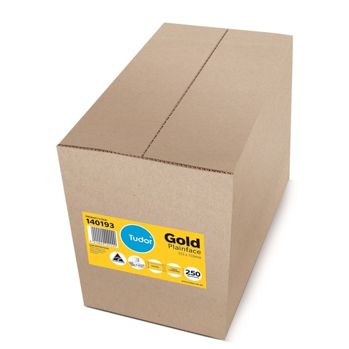 Envelope 355x150 Gold Peel and Seal box 250 Tudor 140193 Pocket Opens short side