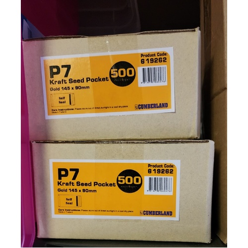 Seed pocket envelopes 145x90mm no 7 GOLD self seal plain Cumberland 619262 box 500 Kraft gold