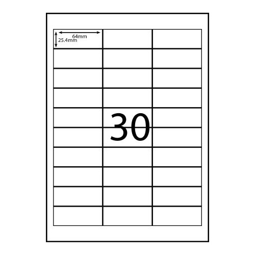 Labels 30up Copier Laser Inkjet box 100 sheets Rediform A430C A4 64x25mm 