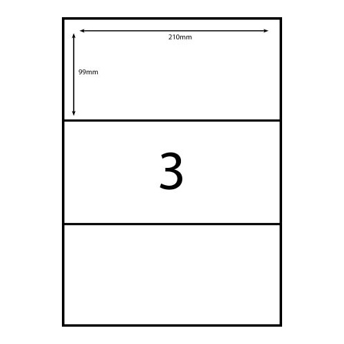 Labels  3up Copier Laser Inkjet box 100 sheets Rediform A43C A4 210x99mm