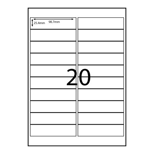 Labels 20up Copier Laser Inkjet box 100 sheets Rediform A420C A4 98.7x25.4mm