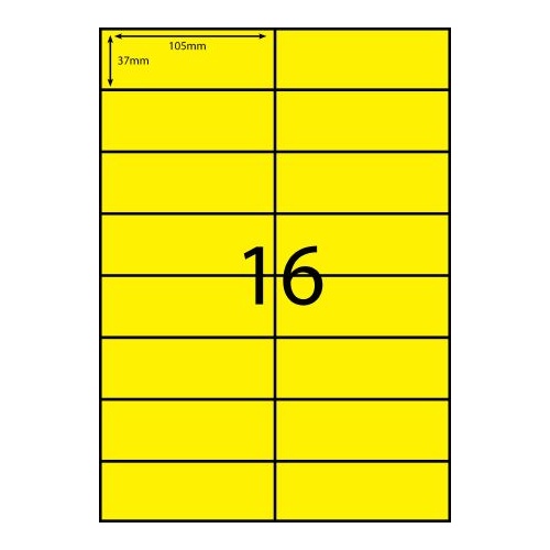Labels 16up Laser Inkjet Copier A416F25Y Fluoro Yellow Stationers Supply Pack 25
