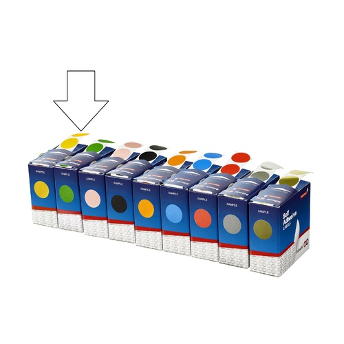 Label  Esselte Dots 24mm Yellow roll 500 Removable in Dispenser pack 80108CRYEL