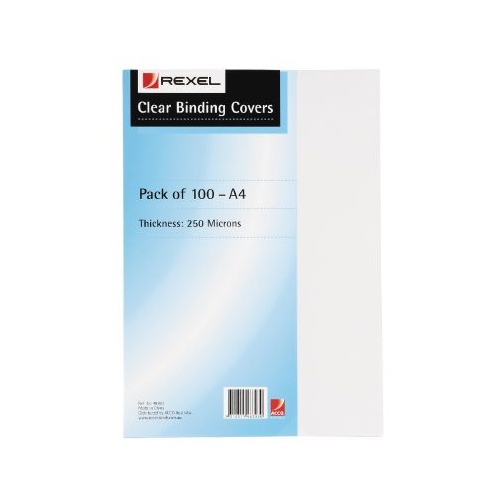 Binding Cover Clear A4 250 Micron box 100 