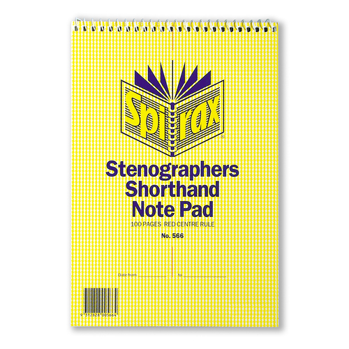 Notebook 225x149mm 100 PAGE Spirax 566 Pack 20 7mm Shorthand Stenographers 