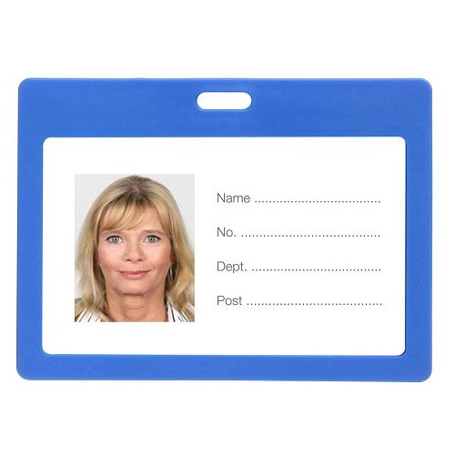 Card Holder ID Plastic Landscape Blue Pack 6 Rexel 9901101 90x55mm pouch