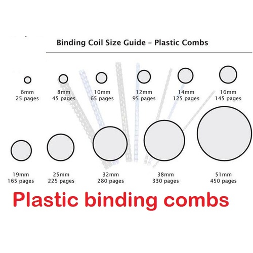 Binding Coils plastic combs 6mm 8mm 10mm 12mm 14mm 16mm 20mm 25mm 32mm ...