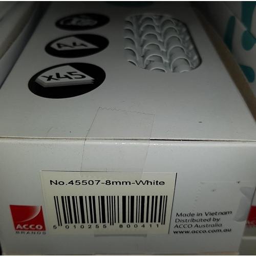 Binding Coil 21 loop Plastic  8mm White Box 100 Rexel 45507