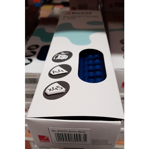 Binding Coil 21 loop Plastic  8mm Blue Box 100 Rexel 45522 