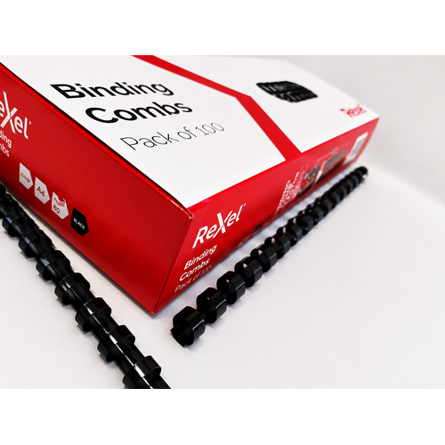 Binding Coil 21 loop Plastic 10mm Black Box 100 Rexel 45525 9.5mm Bind Capacity 60 sheets