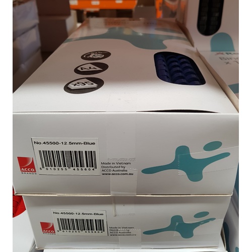 Binding Coil 21 loop Plastic 12mm Blue Box 100 Rexel 45560