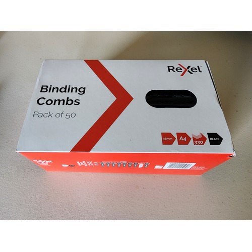 Binding Coil 21 loop Plastic 38mm Plastic Rexel Black 45595 Box 50
