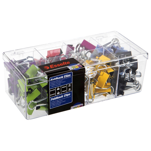 Foldback Clips 19mm Assorted Colours Box 96 ESSELTE 0362460 